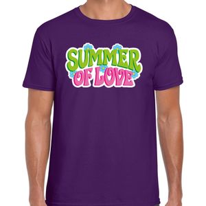 Jaren 60 Flower Power Summer Of Love verkleed shirt paars heren - Feestshirts