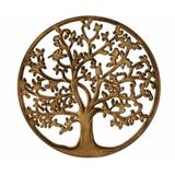 Wanddecoratie Tree of Life/levensboom ornament - Mdf hout - Dia 30 cm - bruin - wanddecoratie