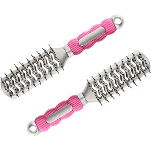 Haarborstel - Zilver/Pink - Kunststof - 2 Stuks