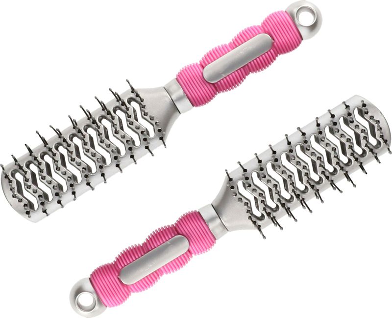 Haarborstel - Zilver/Pink - Kunststof - 2 Stuks