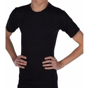Thermo shirt zwart met korte mouwen volwassenen - Thermoshirts