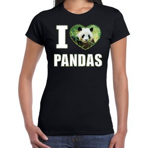 I love pandas t-shirt met dieren foto van een panda zwart voor dames - T-shirts