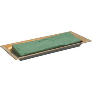 Kerststukje maken basis materiaal -dienblad goud 28 x 12 cm - met steekschuim - Kerststukjes