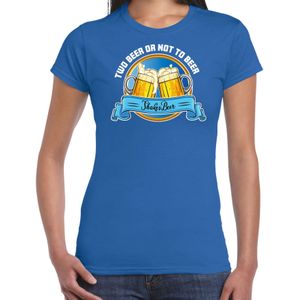 Apres ski t-shirt voor dames - two beer or not to beer - blauw - wintersport - bier - Feestshirts