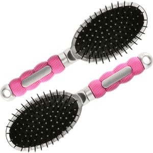 Haarborstel - Roze - Kunststof - 2 Stuks