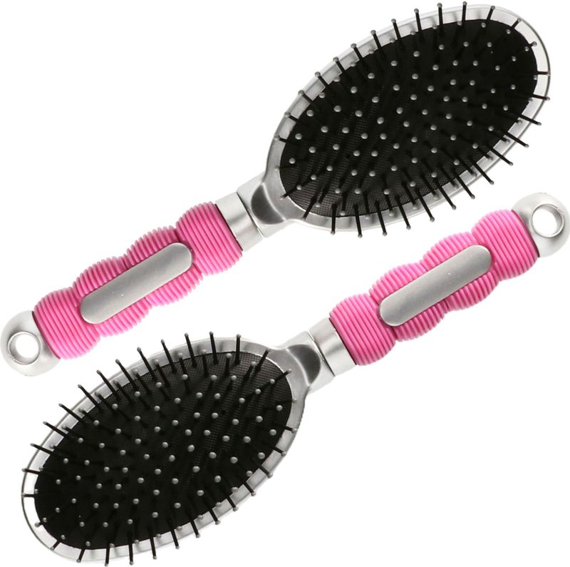 Haarborstel - Roze - Kunststof - 2 Stuks