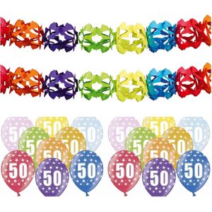 Verjaardag feest 50 jaar versieringen pakket feestslingers en ballonnen - Ballonnen