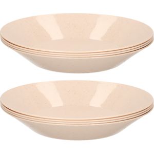 Campingservies/picknickservies - 8x ontbijt/diner diepe bordjes van afbreekbaar bio-plastic 21 cm