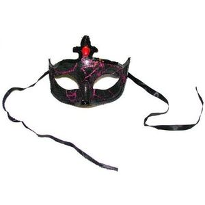 Dames oogmasker Venetie zwart/paars met strass steentje - Verkleedmaskers