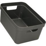 Sunware Opbergbox Sigma - 5x stuks - kunststof - zwart - 5 liter - 25,2 x 18 x 12,2 cm - Opbergbakke - Opbergbox