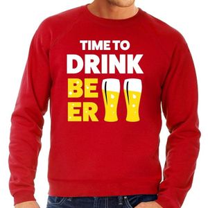 Time to Drink Beer tekst sweater rood - Feesttruien