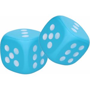 2x Grote foam dobbelstenen blauw 12 cm - Spelletjes met dobbelstenen voor alle leeftijden