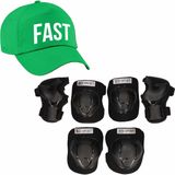Set van valbescherming voor kinderen maat S / 4 tot 5 jaar met een stoere FAST pet groen - Lichaamsbeschermers