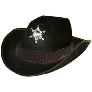 Verkleed cowboy hoed sheriff zwart volwassenen - Verkleedhoofddeksels