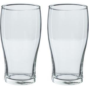 Set van 8x stuks grote bierglazen pint transparant 570 ml - 9 x 16 cm - Bierglazen