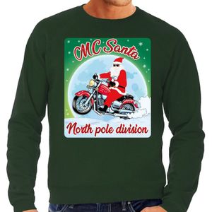 Groene foute kersttrui / sweater MC Santa voor motor fans heren - kerst truien