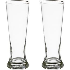 Bierglazen - 8x stuks - transparant - 370 ml - 7 x 21 cm