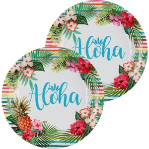 Aloha feest wegwerpbordjes - 20x stuks - 23 cm - Hawaii/tropical themafeest - Feestbordjes