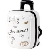 Spaarpot voor volwassenen Just Married - Keramiek - koffer in bruiloft thema - 15 x 12 cm - Spaarpotten