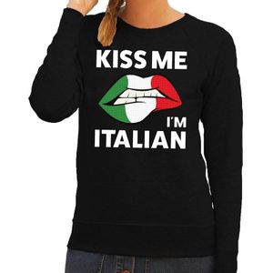 Kiss me I am Italian sweater zwart dames - Feesttruien