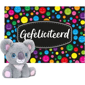 Keel Toys - Cadeaukaart A5 Gefeliciteerd met Superzacht Knuffeldier Koala 16 cm