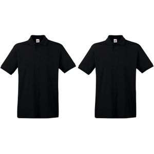 2-Pack maat S zwart poloshirt / polo t-shirt premium van katoen voor heren - Polo shirts