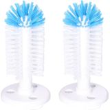 Buemag Spoelborstel enkel - 2x - glazen afwassen - 8x8x19 cm - blauw - professionele horeca borstel - Afwasborstel