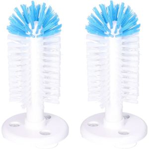 Buemag Spoelborstel enkel - 2x - glazen afwassen - 8x8x19 cm - blauw - professionele horeca borstel - Afwasborstel