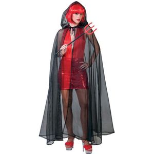 Funny Fashion Halloween verkleed cape met kap - mesh stof - Dames kostuum/kleding - Carnavalskostuums