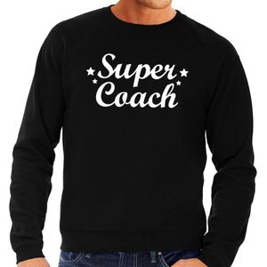 Zwarte kado trui met Super coach bedrukking heren - Feesttruien