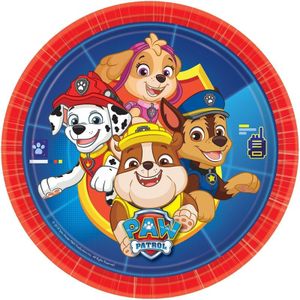 8x stuks Paw Patrol thema feest borden 23 cm - Feestbordjes