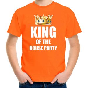 Koningsdag t-shirt King of the house party oranje voor kinderen - Feestshirts