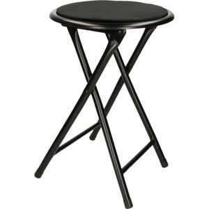 Bijzet krukje/stoel - Opvouwbaar - zwart - D30 x H45 cm - Krukjes