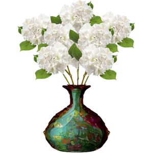 Emerald Kunstbloem hortensia tak - 8x - Challenge - 47 cm - wit - kunst zijdebloem - Hydrangea