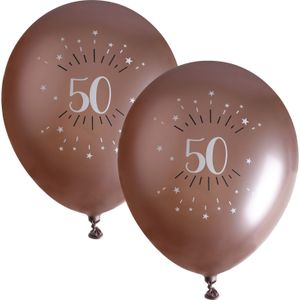 Verjaardag leeftijd ballonnen 50 jaar - 12x - rosegoud - 30 cm - Abraham/Sarah feestartikelen - Ballonnen