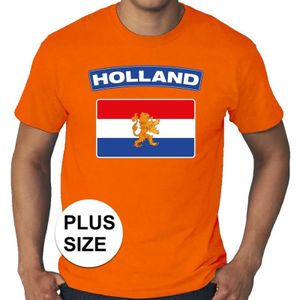 Oranje Holland vlag grote maten shirt heren - Feestshirts