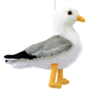 Creation pluche zeemeeuw knuffeldier - grijs/wit - met geluid - 20 cm - Vogel knuffels