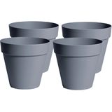 Plantenpot/bloempot - 4x - kunststof - grijs - binnen en buiten - D20 x H17 cm - Plantenpotten