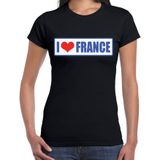 I love France / Frankrijk landen t-shirt zwart dames - Feestshirts