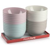 Plasticforte kommetjes/schaaltjes - 4x - dessert/ontbijt - kunststof - D17 x H8 cm - roze - BPA vrij