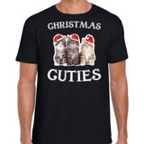 Kitten Kerst t-shirt / outfit Christmas cuties zwart voor heren - kerst t-shirts