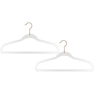 Set van 16x stuks kunststof kledinghangers met glitters koper 45 x 24 cm - Kledingkast hangers/kleerhangers