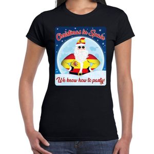 Zwart fout  kerst shirt / t-shirt Christmas in Spain we know how to party voor dames - kerst t-shirts