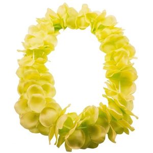 Hawaii kransen bloemen slingers neon geel - Verkleedkransen