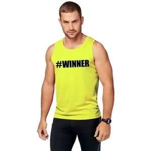 Neon geel winnaar sport shirt/ singlet #Winner heren - Sportshirts