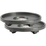 PlasticForte - Plantenonderzetter - Antraciet - Set van 2 - Rond - Kunststof