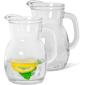 Bormioli Rocco sapkan/waterkan/karaf - 2x - glas - 1000 ml - transparant - schenkkannen - Waterkannen