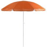 Oranje strand/tuin basic parasol van nylon 200 cm + parasolvoet wit - Parasols