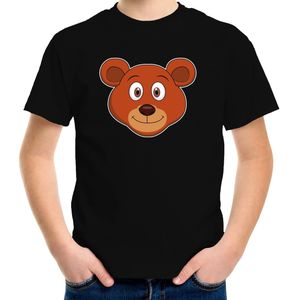 Cartoon beer t-shirt zwart voor jongens en meisjes - Cartoon dieren t-shirts kinderen - T-shirts