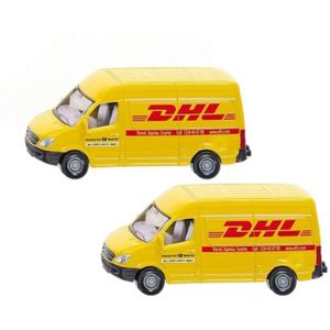2x stuks siku DHL bezorg busje modelauto  8 cm - Speelgoed auto's